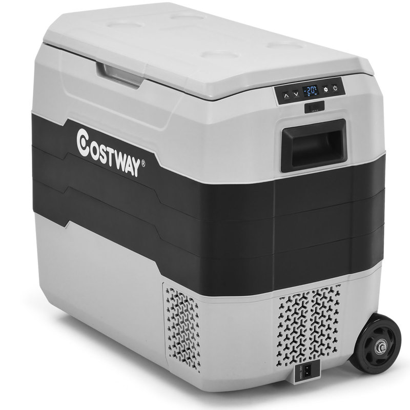 Costway 53 Qt Portable Car Refrigerator 4°f To 50°f Dualzone Car